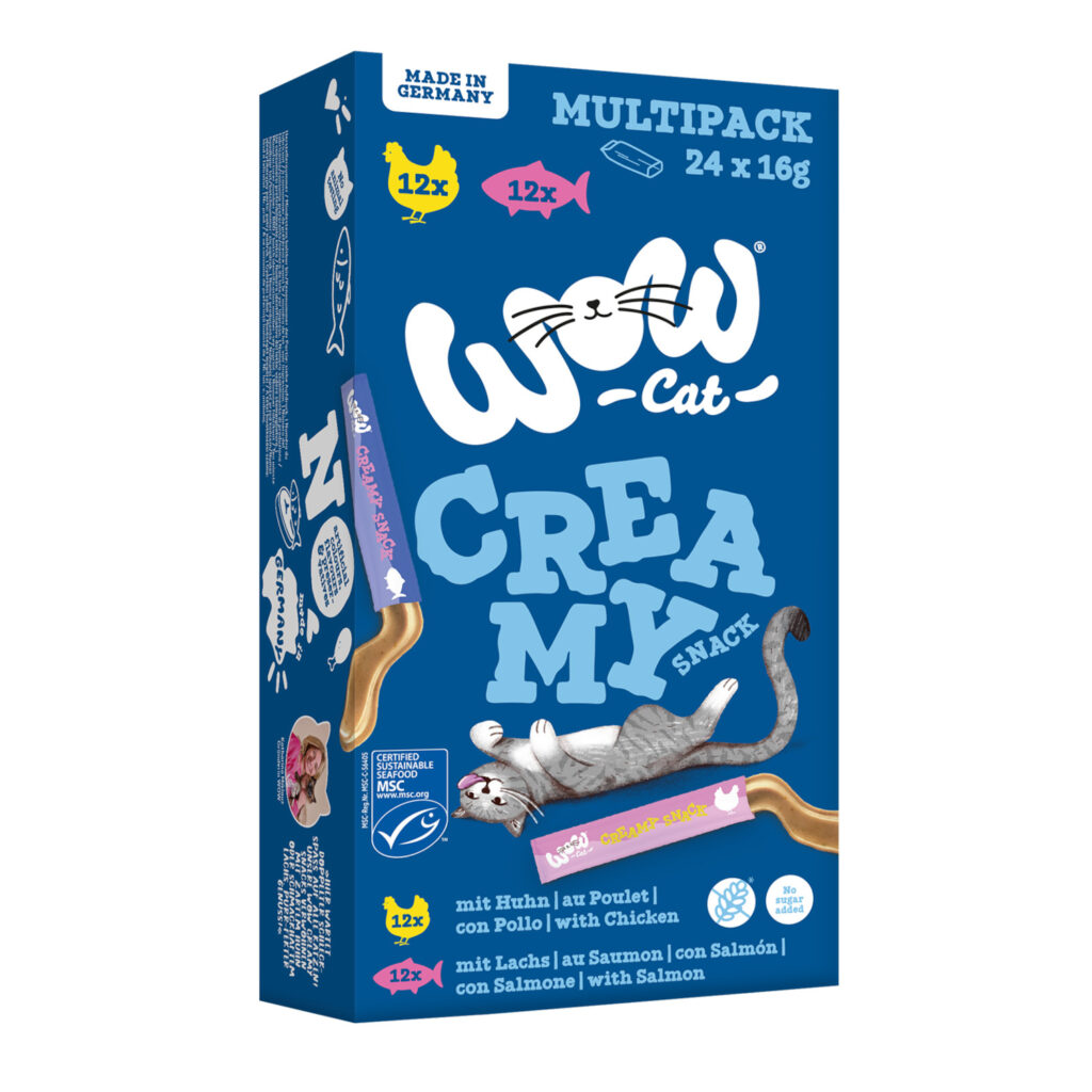 WOW Cat Creamy Snack 24 x 15 g – 24 x 16 g mixpakket (2 soorten)