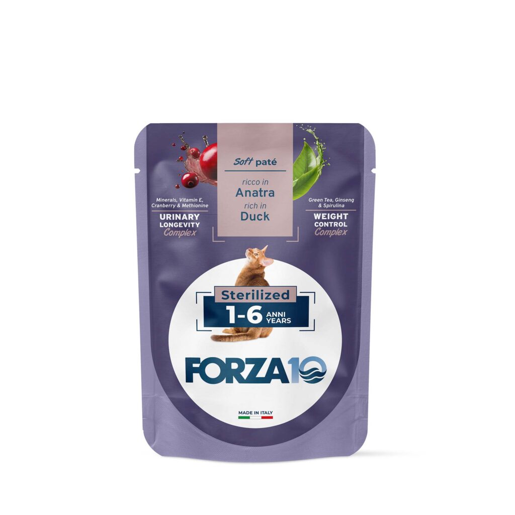 48x80g BOTANICAT FORZA10 Soft Paste Sterilized 1-6 Jaar Rijk aan Eend Kattenvoer nat