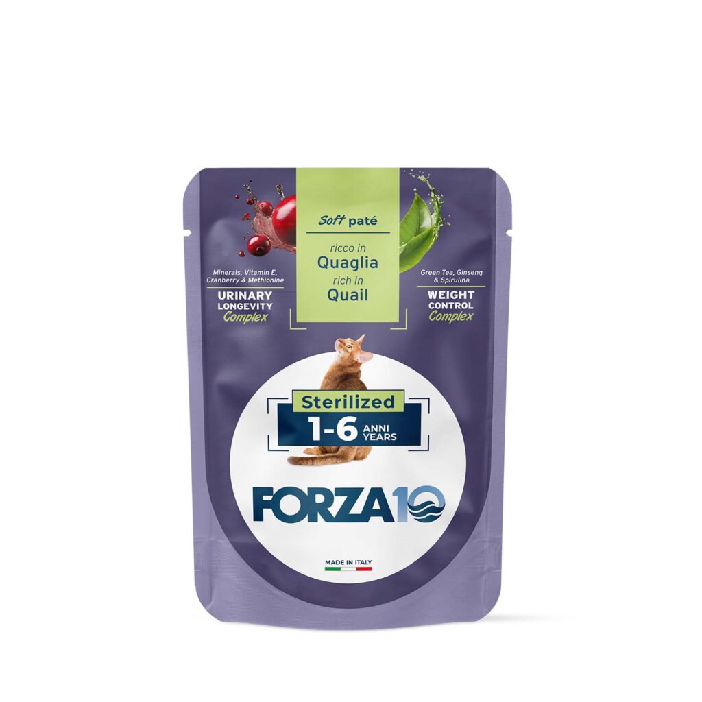 48x80g BOTANICAT FORZA10 Soft Paste Sterilized 1-6 Jaar Rijk aan Kwartel Kattenvoer nat