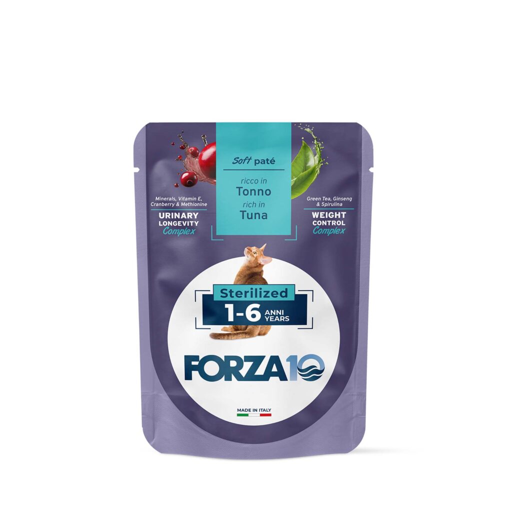 48x80g BOTANICAT FORZA10 Soft Paste Sterilized 1-6 Jaar Rijk aan tonijn Nat kattenvoer