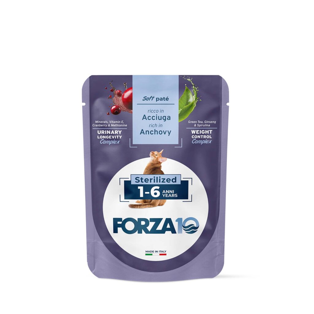 48x80g BOTANICAT FORZA10 Soft Paste Sterilized 1-6 Jaar Rijk aan Ansjovis Kattenvoer nat