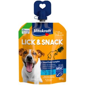 16x60g zalm Vitakraft Lick & Snack SmartTrain Complex hondensnacks
