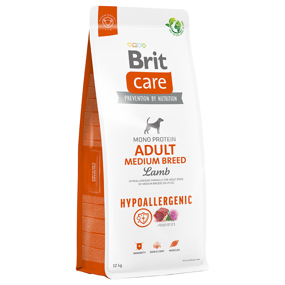 Dubbelpak: 2x12kg Brit Care Dog Hypoallergenic Adult Medium Breed Lam & Rijst Hondenvoer Droog