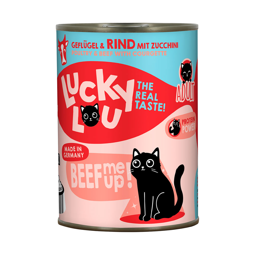 6x 400g Lucky Lou Lifestage Adult Poultry & Beef Wet kattenvoer