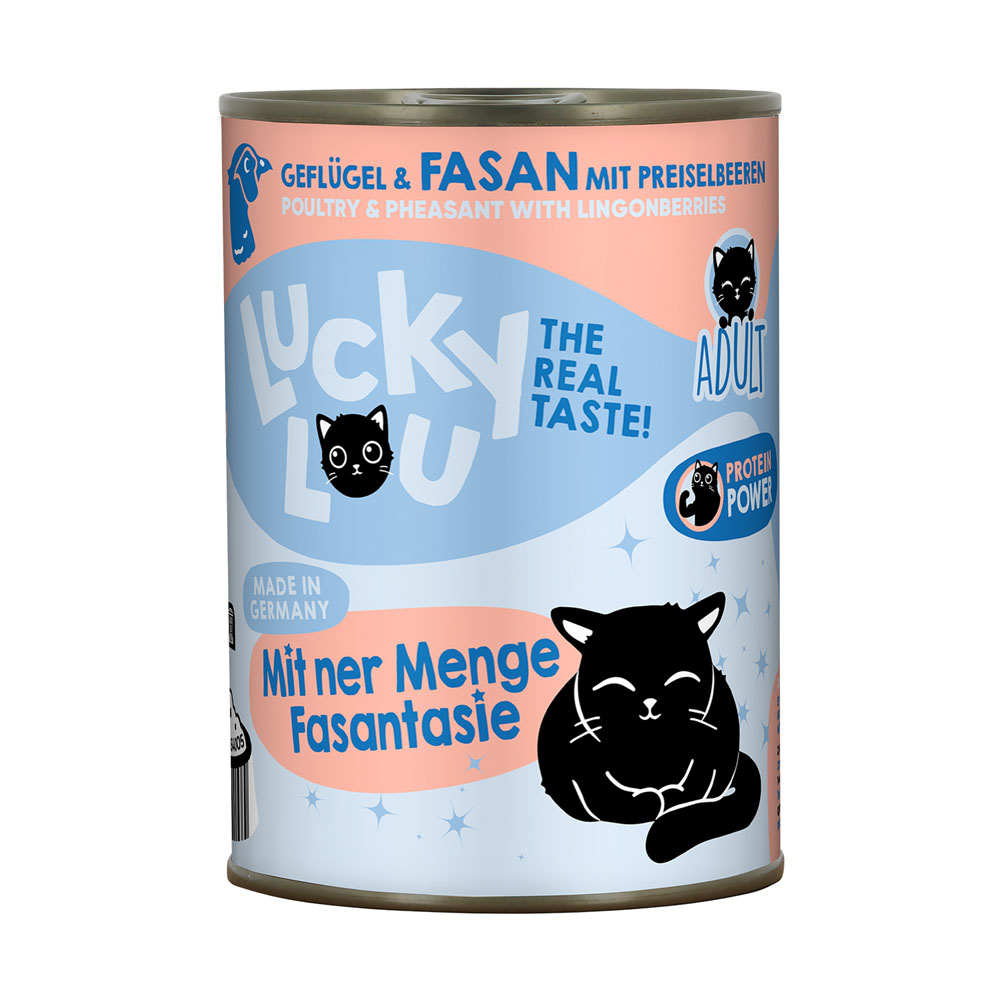6x 400g Lucky Lou Lifestage Adult Gevogelte & Fazant Natte Kattenvoer