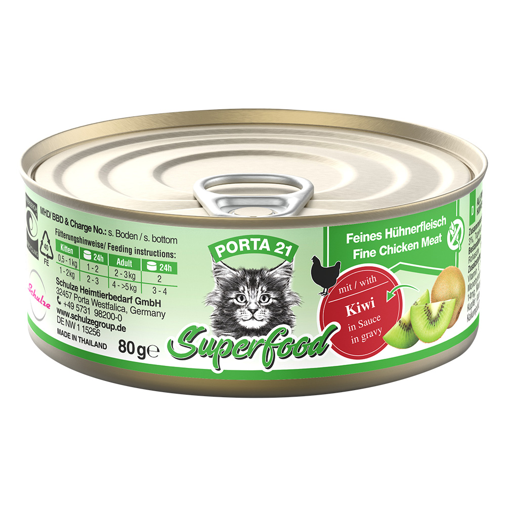 Porta 21 Superfood 6 x 80g Kattenvoer – Kip met Kiwi