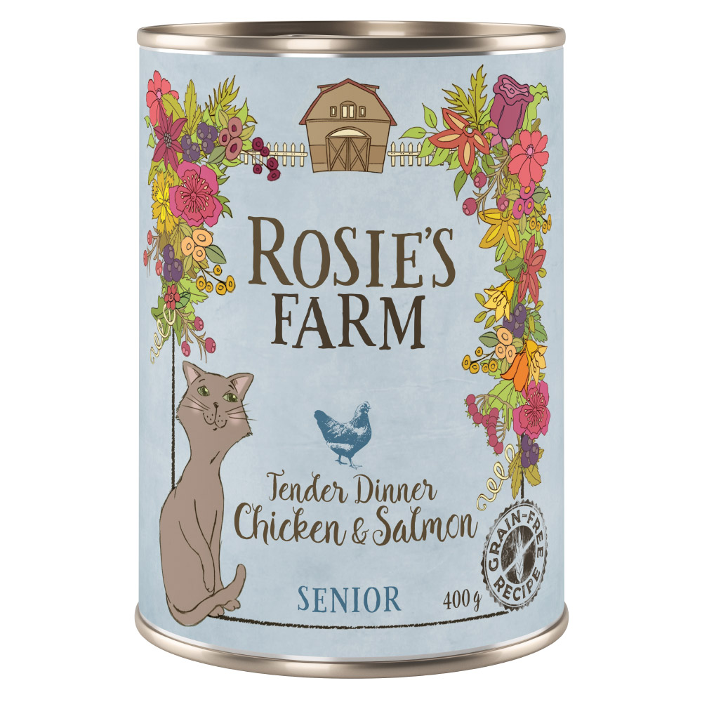 Voordeelpakket Rosie’s Farm Senior 12 x 400 g Kattenvoer – Senior: Kip & Zalm