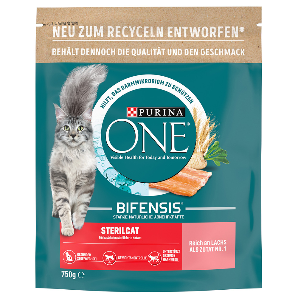 3 x 750 g Sterilcat met Zalm Purina ONE Kattenvoer
