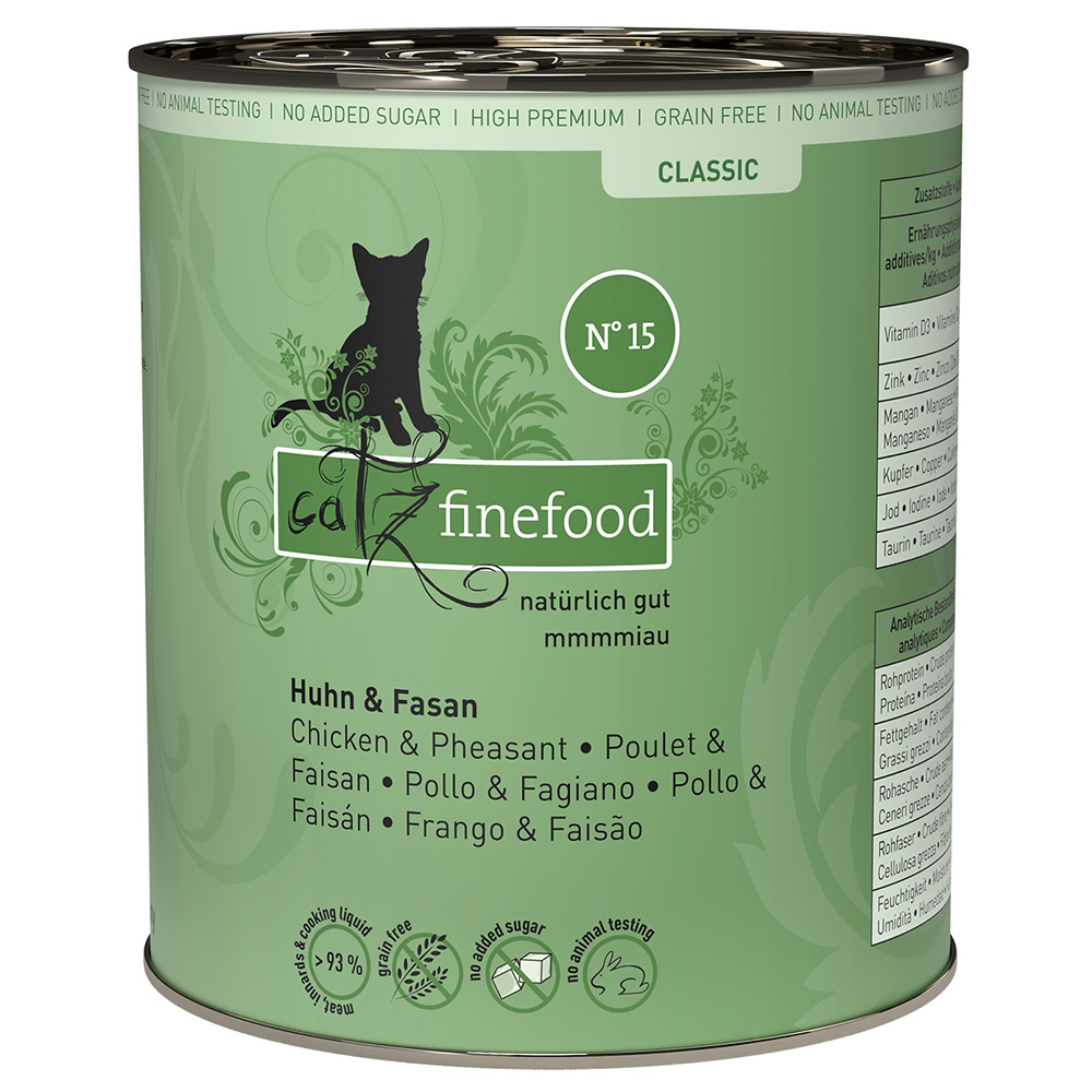 catz finefood Blik 6 x 800 g Kattenvoer – Kip & Fazant