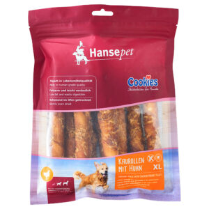 2x450g Hansepet Kauwrollen met Kipfilet xl Hondensnacks