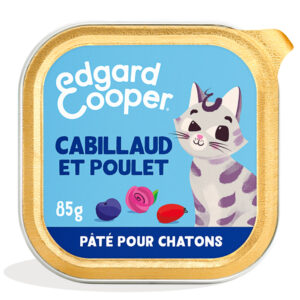 6x85g Edgard & Cooper Kitten Graanvrije Paté kabeljauw, kip – Paté voor katten