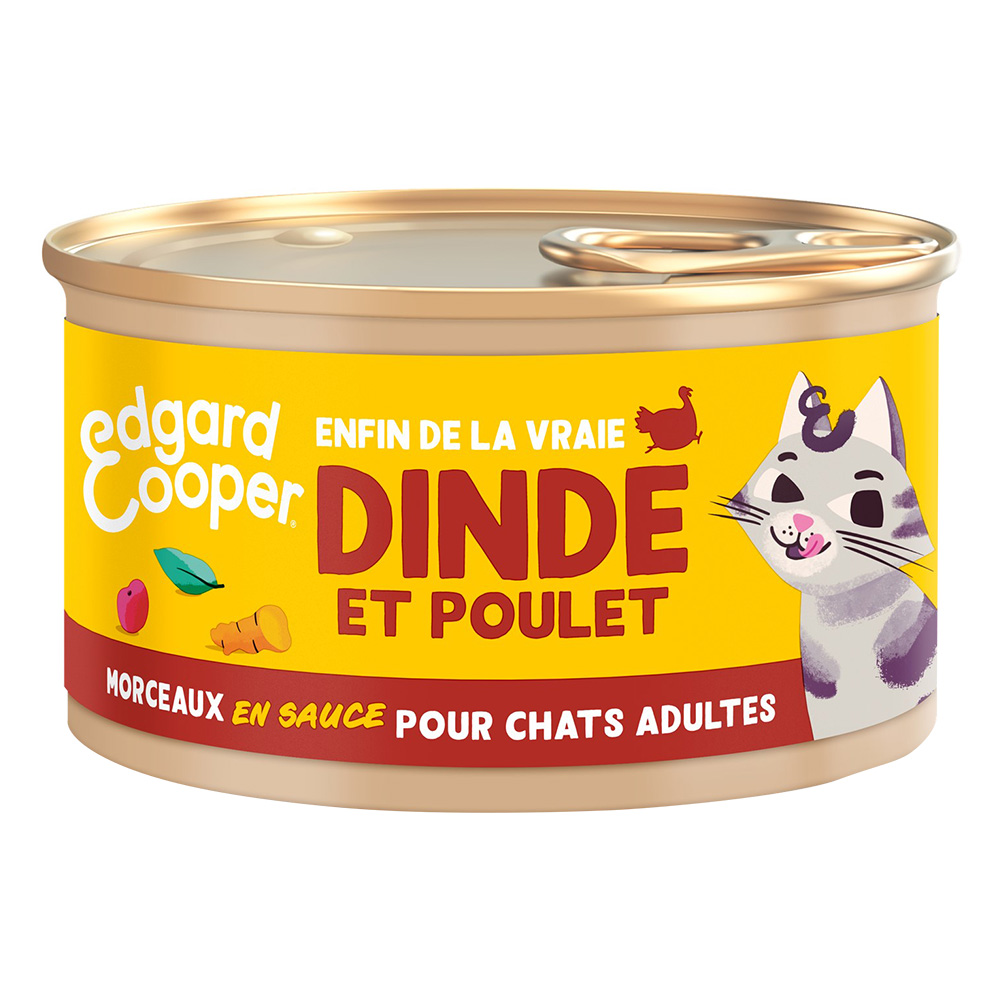 85g Edgard & Cooper Adult Brokken in graanvrije sauce kalkoen, kip – Kattenvoer