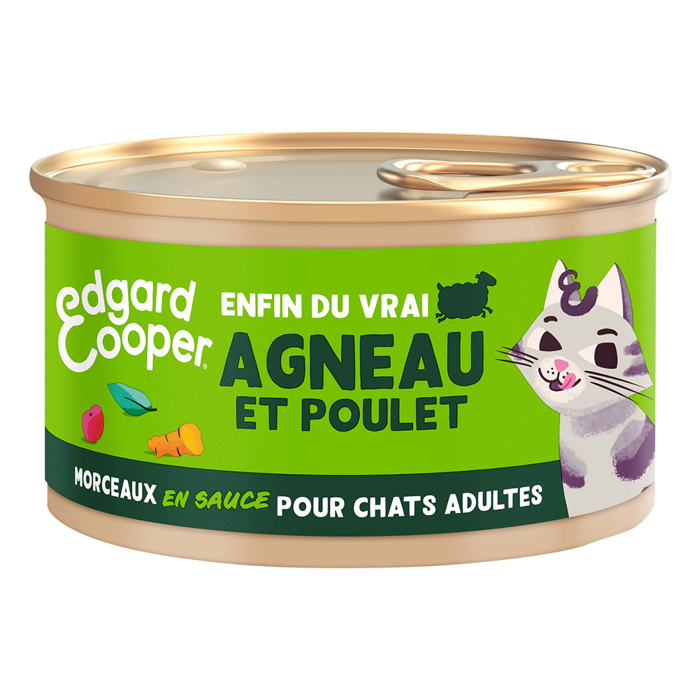 85g Edgard & Cooper Adult Brokken in graanvrije sauce lam, kip – Kattenvoer