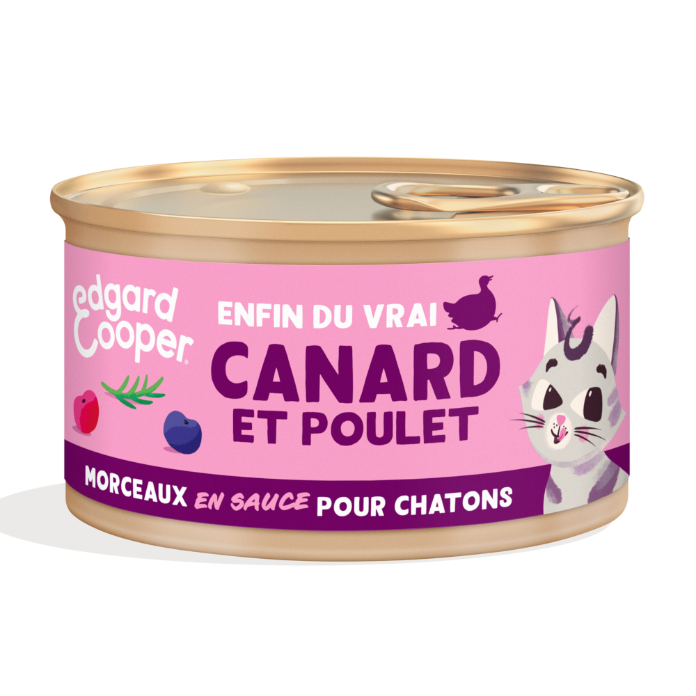 85g Edgard & Cooper Kittenbrokjes in sauce zonder granen eend, kip – Kattenvoer
