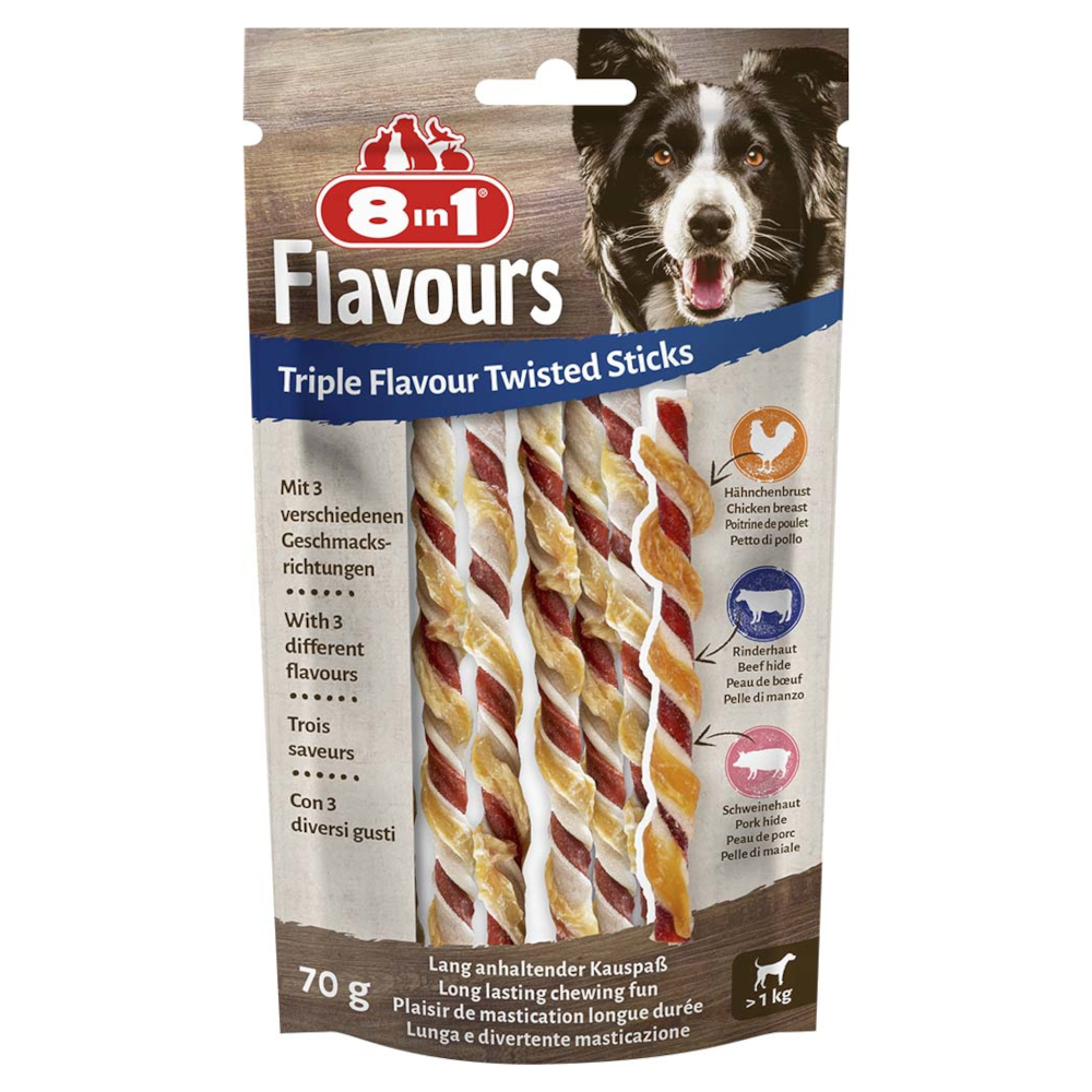 8in1 Triple Flavour Twisted Kauwsticks – 10 Stuks