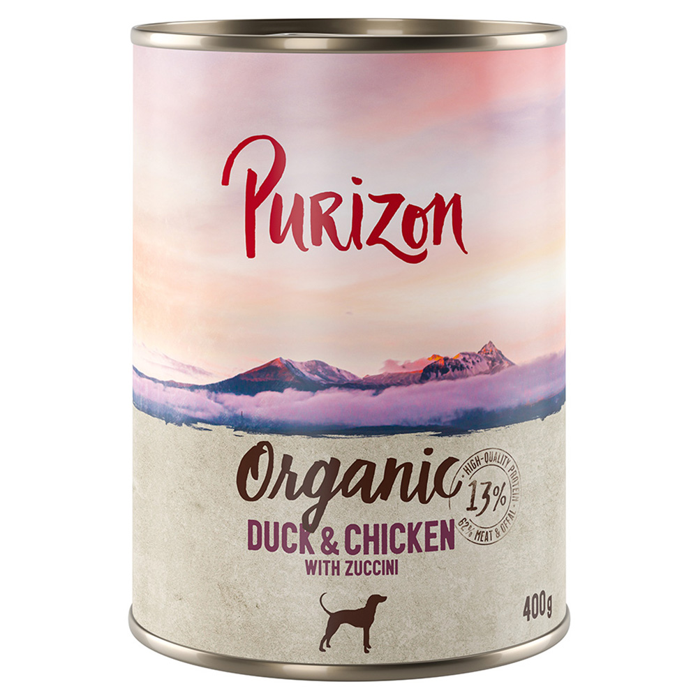 Voordeelpakket: Purizon Organic 24 x 400 g – Eend en kip met courgette