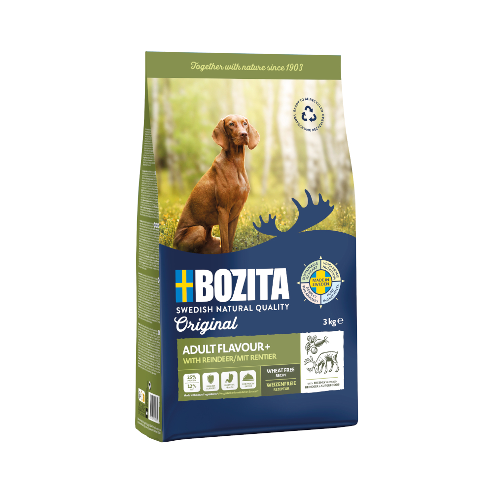 2x 3kg Bozita Original Adult Flavour Plus met rendier hondenvoer droog