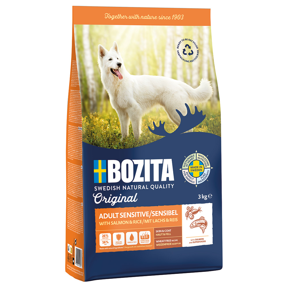 2x 3kg Bozita Original Adult Sensitive Huid & Vacht met Zalm & Rijst Hondenvoer droog