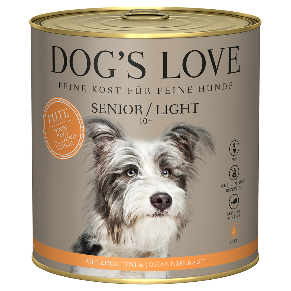 6x 800g Dog’s Love Senior/Light Kalkoen Hondenvoer Nat