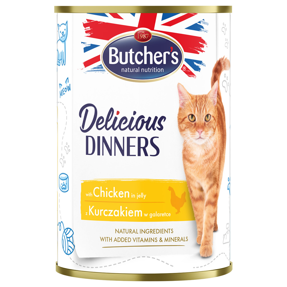 24x 400g Butcher’s Delicious Dinners kattenvoer met kip natvoer