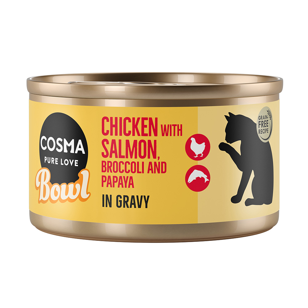 6x80g Kipfilet met Zalm Bowl Cosma Kattenvoer
