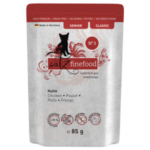 16x 85g catz finefood Senior No. 3 Kip Katten Natvoer