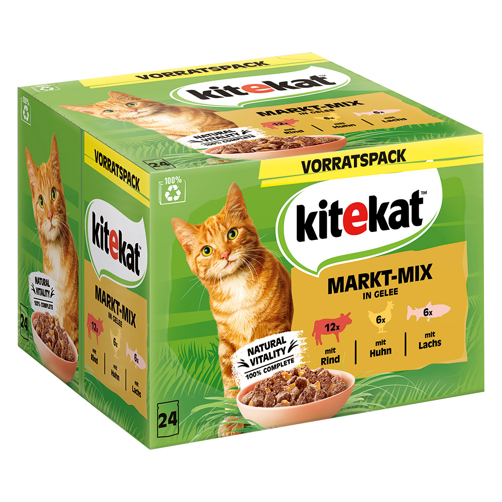 Kitekat Maaltijdzakjes 24 x 85 g – Markt-Mix in Gelei