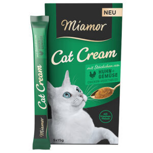 Megapak: 55x15g Miamor Cat Cream Kip + Groente Kattensnacks