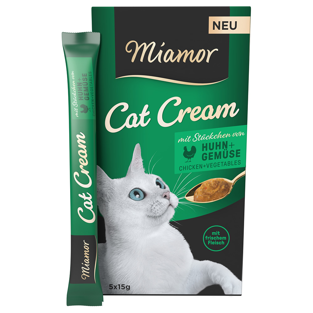 5x15g Miamor Cat Cream Huhn + Gemüse Katzensnacks