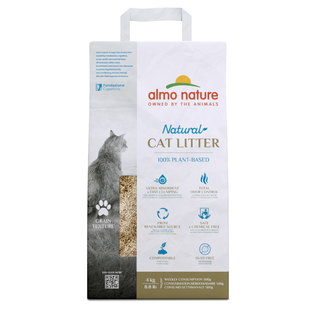 Almo Nature Natuurlijke Korrelige Kattenbakvulling – Grain Texture – 4 kg