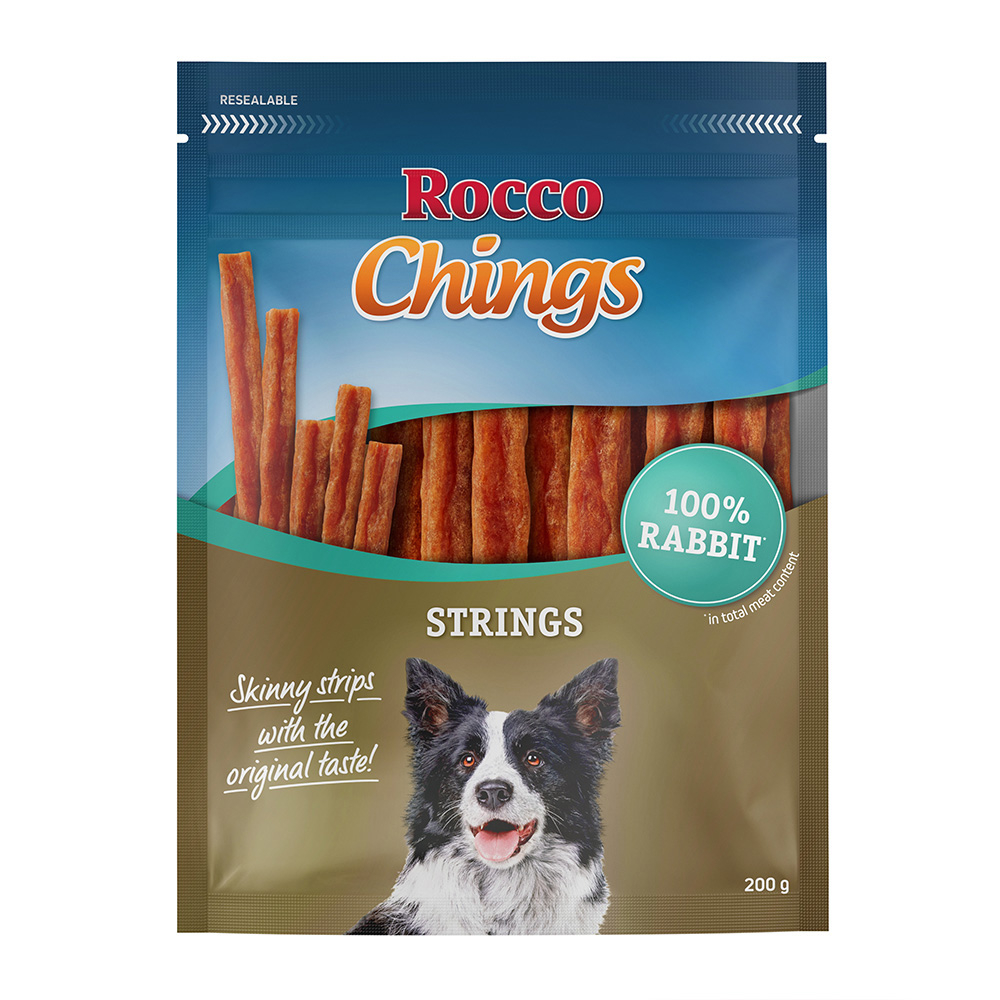 Voordeelpakket Rocco Chings Strings – 4  Konijn 200 g