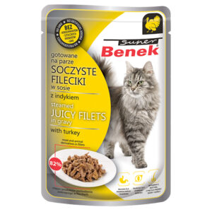 56x 85g Super Benek Filets in saus kalkoen natvoer voor katten