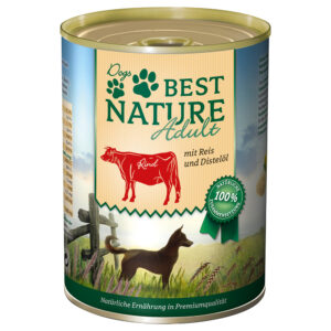 6x 400g Best Nature Dog Adult Rundvlees, Rijst & Saffloer nat hondenvoer