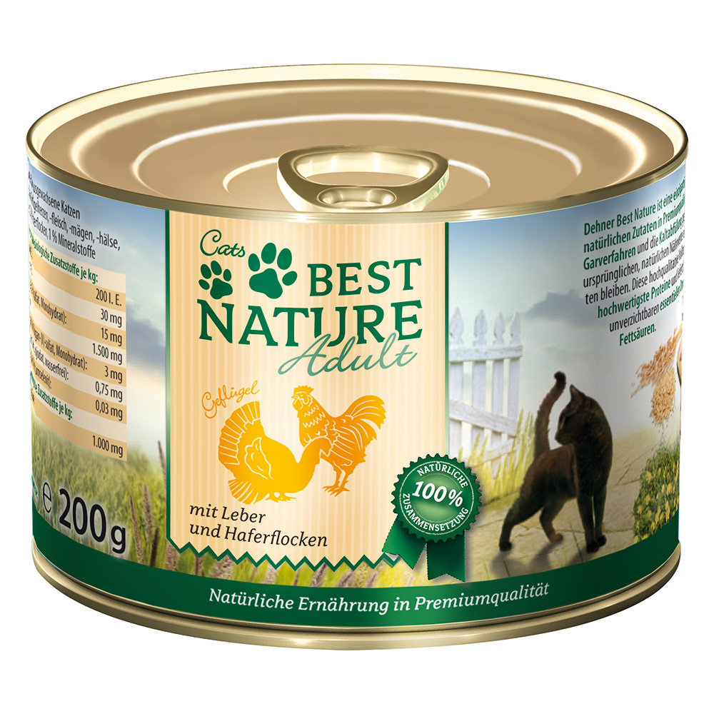 6x 200g Best Nature Cat Adult Gevogelte & Lever natvoer voor katten