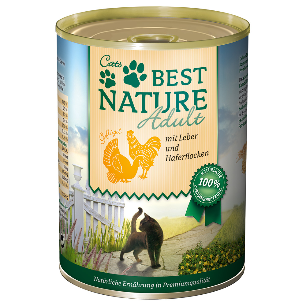 6x 400g Best Nature Cat Adult Gevogelte & Lever nat kattenvoer