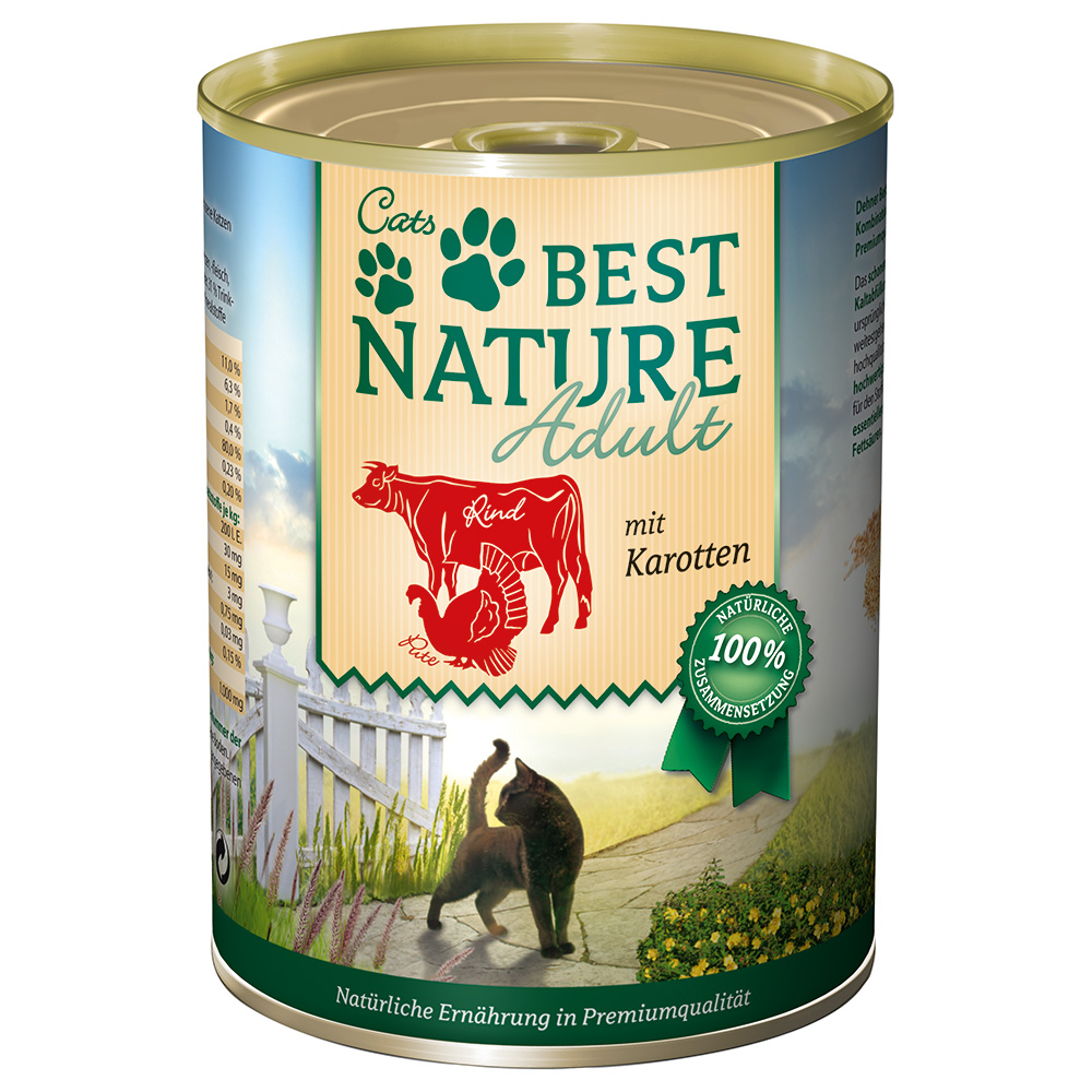 6x 400g Best Nature Cat Adult Rund, Kalkoen & Wortelen nat kattenvoer