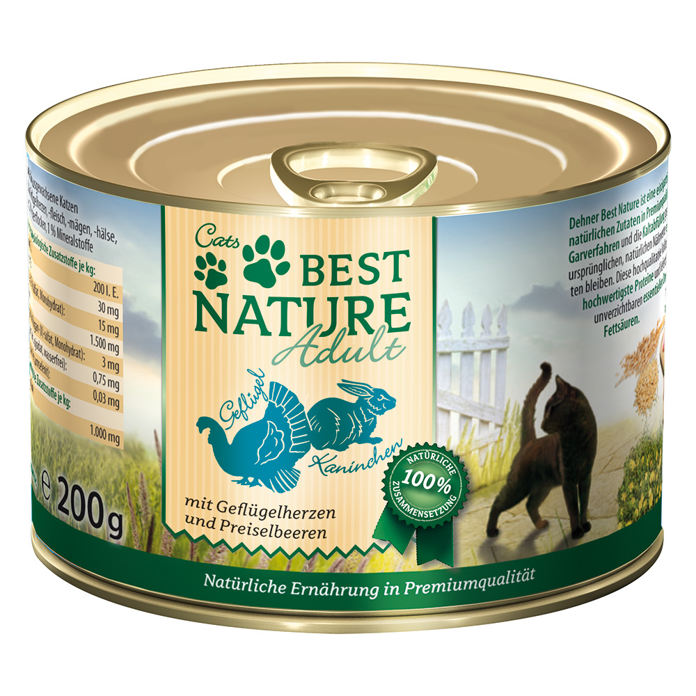 12x 200g Best Nature Cat Adult Gevogelte & Konijn