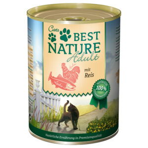 6x 400g Best Nature Cat Adult Zalm, Rijst & Kip Nat Kattenvoer