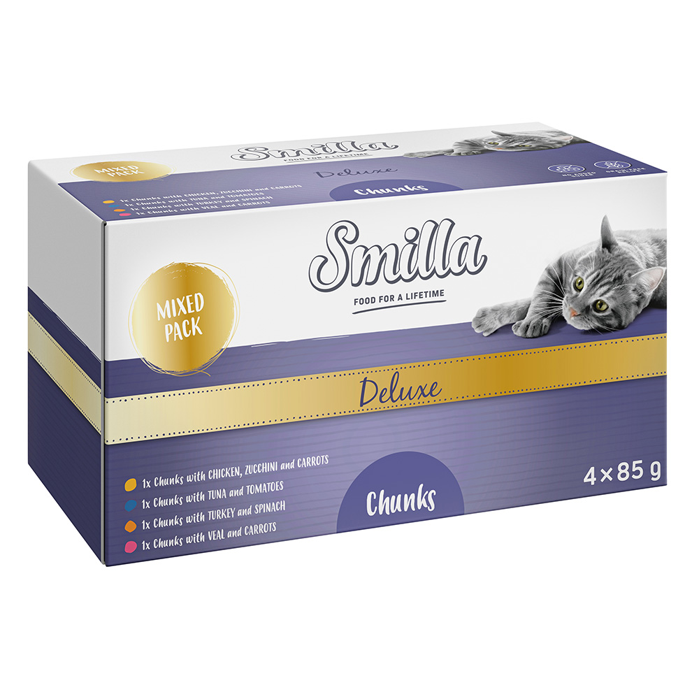 4x85g Smilla Deluxe Hapjes Mixpakket Katten natvoer