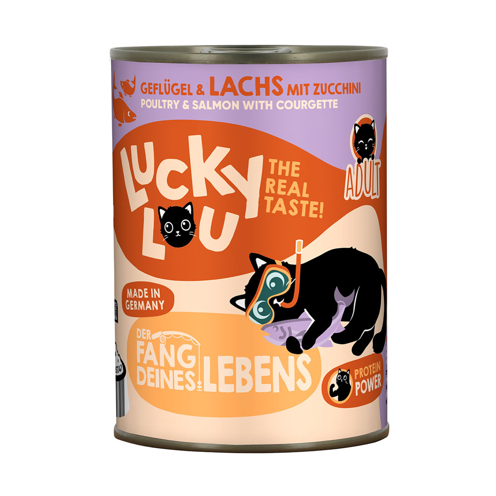 6x400g Lucky Lou Adult Gevogelte & Zalm nat kattenvoer