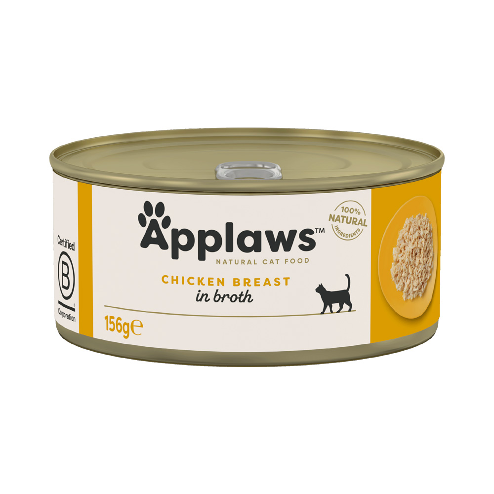 Voordeelpakket: 48x156g Applaws in Bouillon Kippenborst Nat Kattenvoer