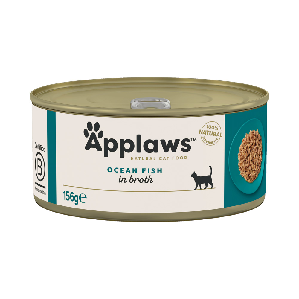 Voordeelpakket: 24x156g Applaws in Bouillon Zeevis Nat Kattenvoer