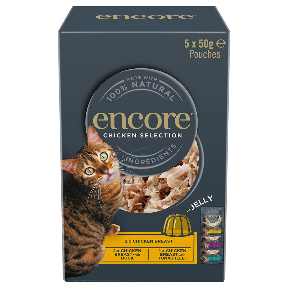 5x50g Kip Selectie Jelly Pouch Mix Encore Kattenvoer