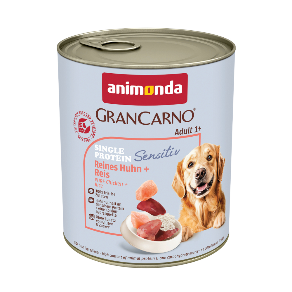 24x 800g animonda GranCarno Adult Sensitive Pure Kalkoen & Aardappelen Honden Natvoer