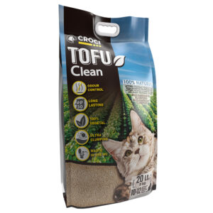 Dubbelpak 2 x 20 l (ca. 18 kg) Croci Tofu Clean Kattenbakvulling