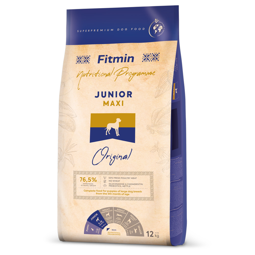 2x 12kg Fitmin Program Maxi Junior hondenvoer droog