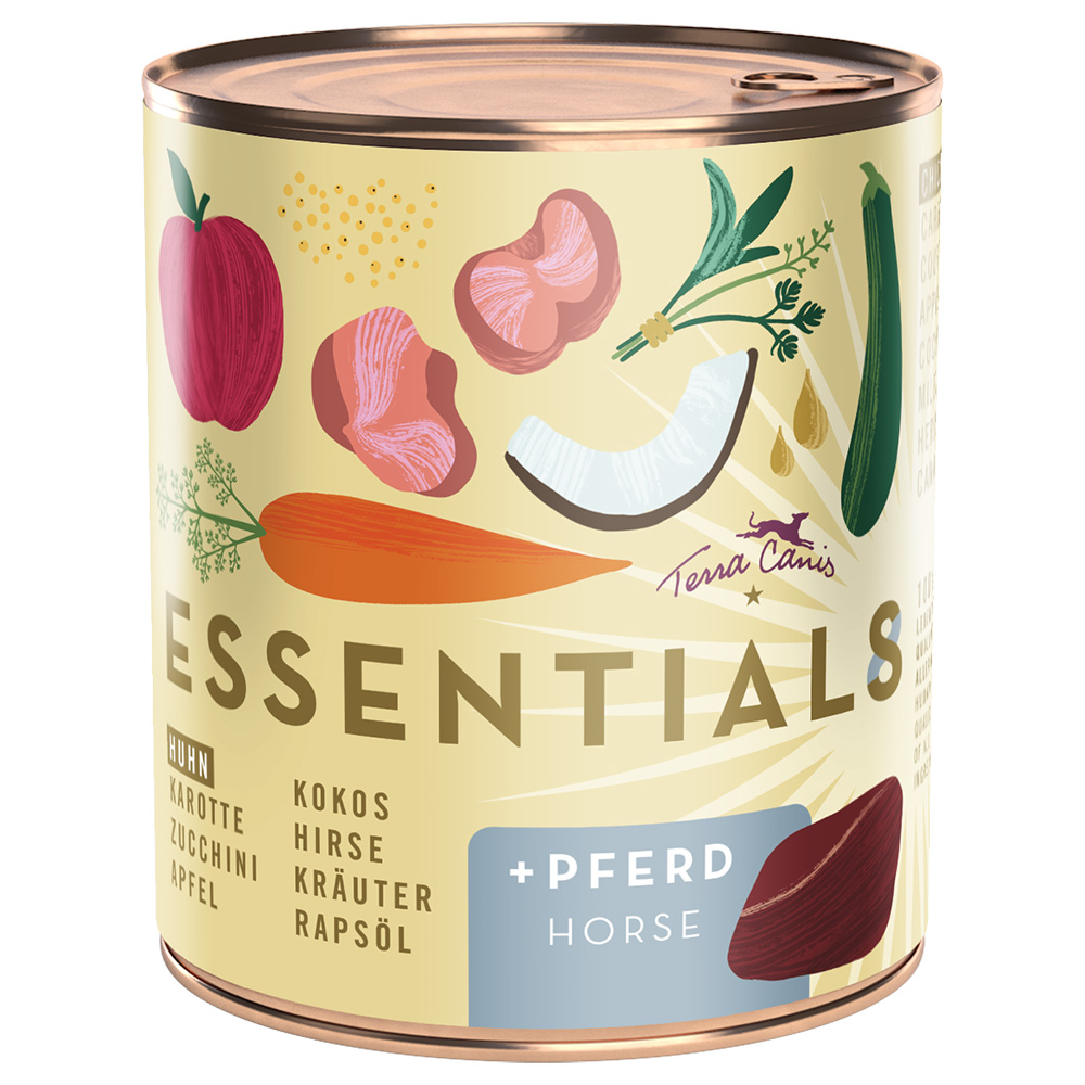 12x780g Terra Canis Essential 8+ Kip & Paard nat hondenvoer