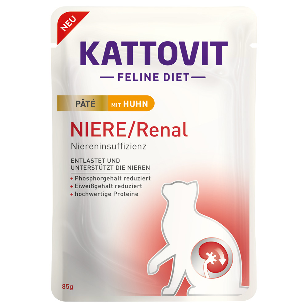 30 x 85 g Kattovit Nieren/Renal Paté met kip, nat kattenvoer