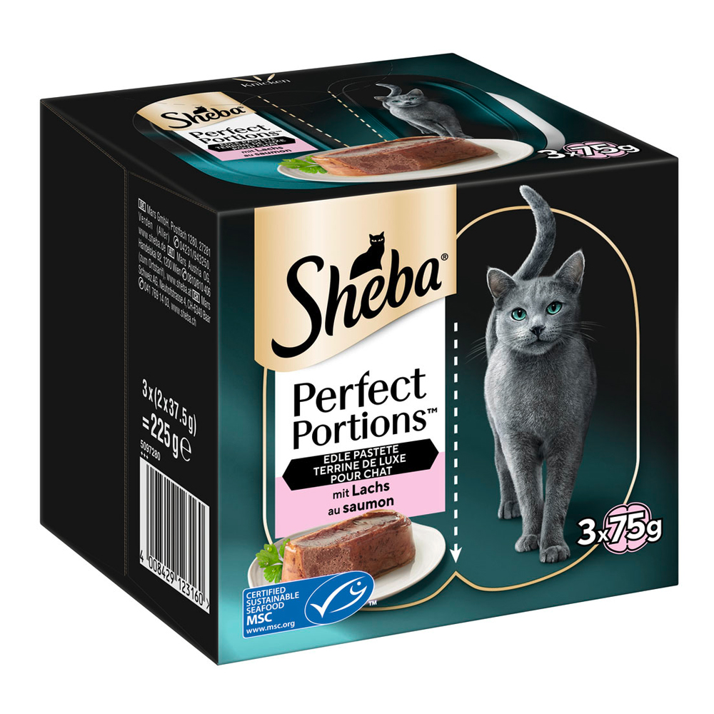 96 x 37,5 g Sheba Perfect Portions Paté met Zalm nat kattenvoer
