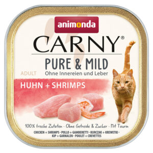 32 x 100 g animonda Carny Adult Pure & Mild kip + garnalen nat kattenvoer